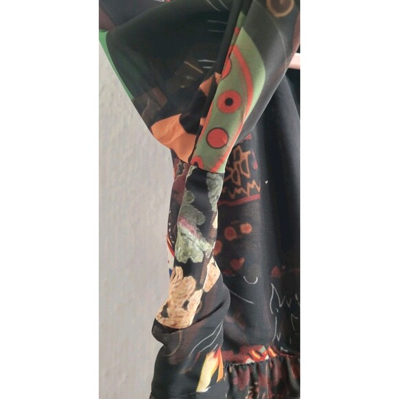 Desigual VIENA Floral Patchwork Maxi Dress Long Sleeve Boho Multicolor Size S - Picture 7 of 9